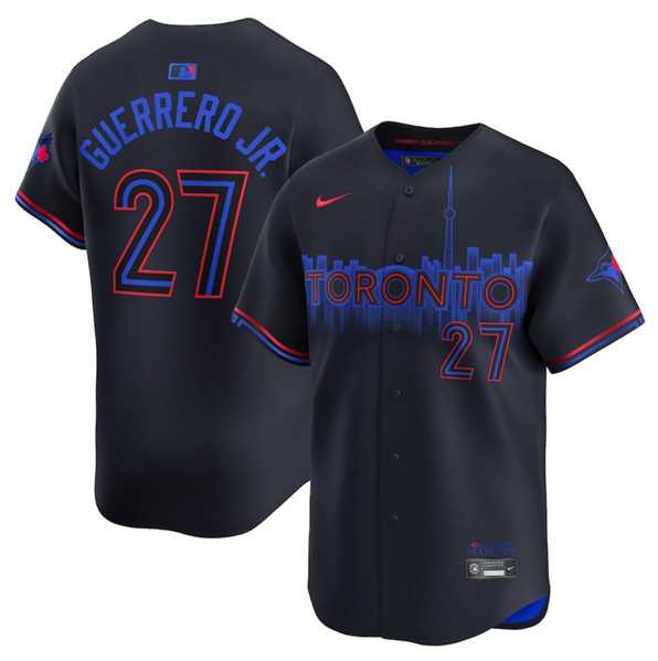 Mens Toronto Blue Jays #27 Vladimir Guerrero Jr. Black 2024 City Connect Limited Stitched Baseball Jersey Dzhi